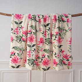 "As Is" Warm & Cozy Floral Print Luxury Faux Fur Throw