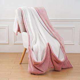 "As Is" Warm & Cozy Plush and Sherpa 60" x 70" Throw with Foot Pocket