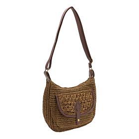 "As Is" Wildflower Straw Montana Crossbody Hobo with Adjustable Strap