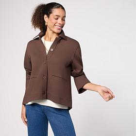 "As Is" WynneCollection 360 Stretch Long-Sleeve Collared Swing Jacket