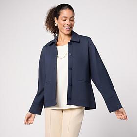 "As Is" WynneCollection 360 Stretch Long-Sleeve Collared Swing Jacket