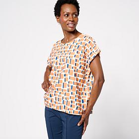 "As Is" WynneCollection Drapey Twill Dolman Sleeve Crew Neck Top