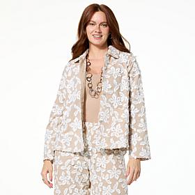 "As Is" WynneCollection Floral Jacquard Shirt