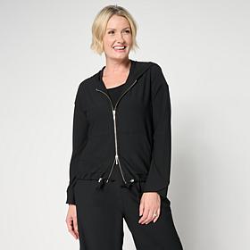 "As Is" WynneCollection Luxe Crepe Drawstring Hem Hoodie