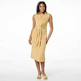 "As Is" WynneCollection Matte Jersey Tie Front Dress