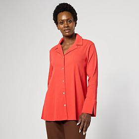 "As Is" WynneCollection Textured Crinkle Button-Down Shirt
