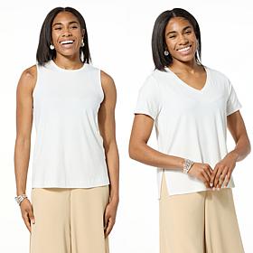 "As Is" WynneLayers 2-pack Micro-Rib Tee & Tank Set