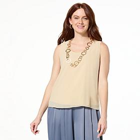 "As Is" WynneLayers Chiffon Double-Layer Tank Top 