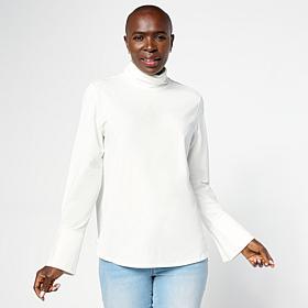 "As Is" WynneLayers Cotton Blend Long-Sleeve Cuff Detail Turtleneck...