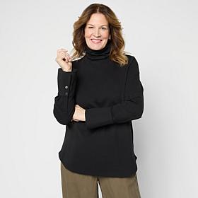 "As Is" WynneLayers Cotton Blend Long-Sleeve Cuff Detail Turtleneck...