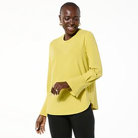 "As Is" WynneLayers Cotton Long-Sleeve Crewneck Tee