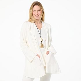 "As Is" WynneLayers Kiss of Cashmere Side Drape Open Front Cardigan