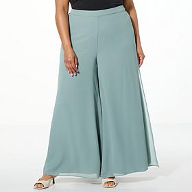 "As Is" WynneLayers Pull-On Chiffon Double-Layer Palazzo Pant