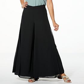 "As Is" WynneLayers Pull-On Chiffon Double-Layer Palazzo Pant
