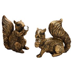 august & leo Set of 2 Jeweled Squirrel Statues