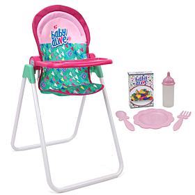 Baby Alive Doll Highchair 6-Piece Set - Green, Pink, Hearts