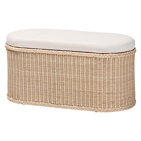 bali and pari Barid Rattan Oval Storage Bench with Cushion