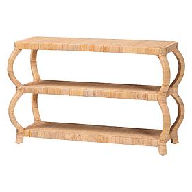 bali and pari Dalida Rustic Mahogany and Rattan 3-Tier Console Table