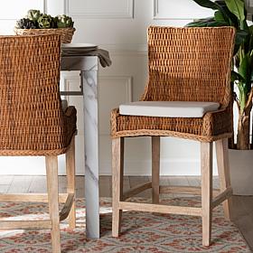 Bali and Pari Derris Rustic Rattan Counter Stool - Grey Wash
