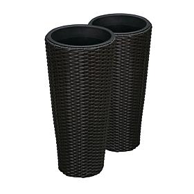 Balkene Home Noah Round Wicker Planter 2-Piece Set - Black