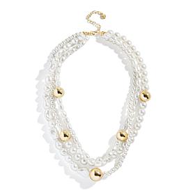 BAUBLEBAR Goldtone Simulated Pearl Triple Layered Necklace