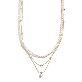 BAUBLEBAR Goldtone Triple Layer Pearlized Necklace