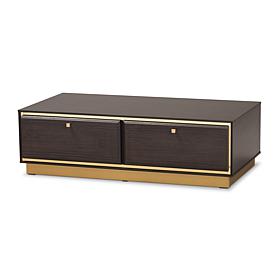 Baxton Studio Cormac Mid-Century Modern Metal 2-Drawer Coffee Table