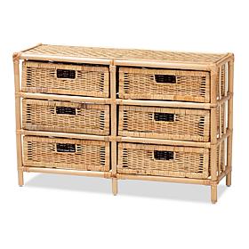 Baxton Studio Dariana Modern Bohemian Rattan 6-Drawer Storage Cabinet