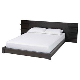 Baxton Studio Elina Queen Walnut Brown Wood Platform Bed with Shelves