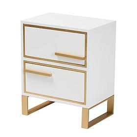 Baxton Studio Giolla Contemporary Wood and Metal 2 Drawer End Table