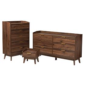 Baxton Studio Lena Mid Century Finished Wood 3 Piece Storage Set