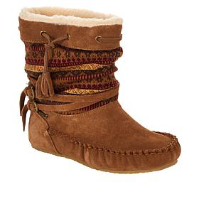BEARPAW® Cyan Suede and Knit Sheepskin Boot with NeverWet™