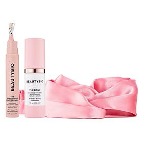 BeautyBio Prime & Brighten Set w/The Daily, Eyelighter & Pink Headband