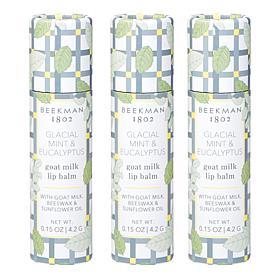 Beekman 1802 Goat Milk Glacial Mint & Eucalyptus Lip Balm 3-pack AS