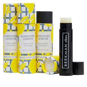 Beekman 1802 Goat Milk Lip Balm 3-Piece Set - Sunshine Lemon