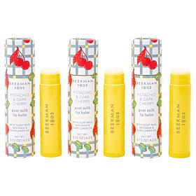 Beekman 1802 Goat Milk Pistachio Dark Cherry Lip Balm 3-pack