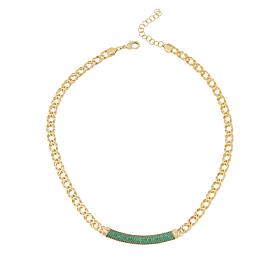 Bellezza 18" Bronze Green CZ Pavé Station Link Necklace