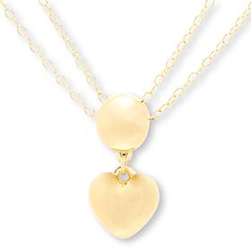Bellezza 18" Bronze Puffed Heart 2-Strand Drop Necklace