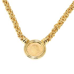 Bellezza 20 Lira Coin Bronze Byzantine Chain Necklace