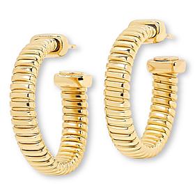 Bellezza Bronze Flat Tubogas 1-1/2" Hoop Earrings