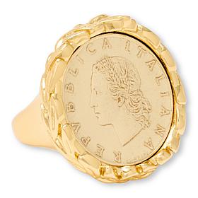 Bellezza Bronze Genuine 20 Lira Coin Ring