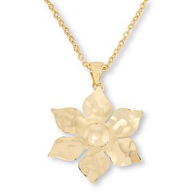 Bellezza Bronze Hammered Flower Pendant with 24" Chain