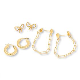 Bellezza Bronze Hoop, Dangle and Stud Earrings 3-piece Set