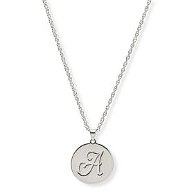 Bellezza Bronze Initial Disc Pendant with 18" Chain