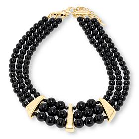 Bellezza Bronze Onyx Three-Row Beaded Necklace