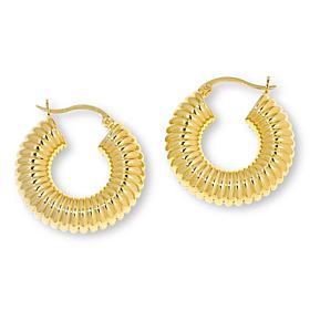 Bellezza Bronze Polished Ribbed Hoop Earrings