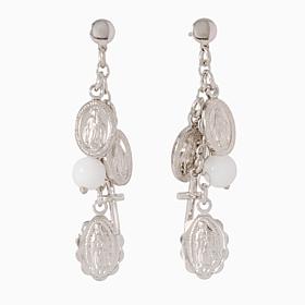 Bellezza Bronze Religious Charm Motif & Stone Dangle Earrings