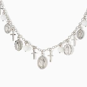 Bellezza Bronze Religious Charm Motif & Stone Necklace