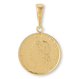 Bellezza Goldtone 20 Lira Coin Polished Enhancer Pendant