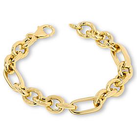 Bellezza Hammered and Polished Oval and Paperclip Chain Bracelet